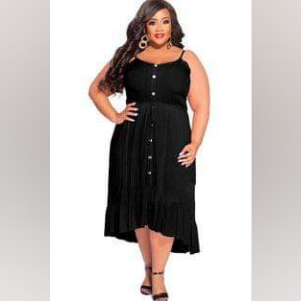 2x (18/20) Black Dress Buttons Ruffled Bottom-NEW with tags